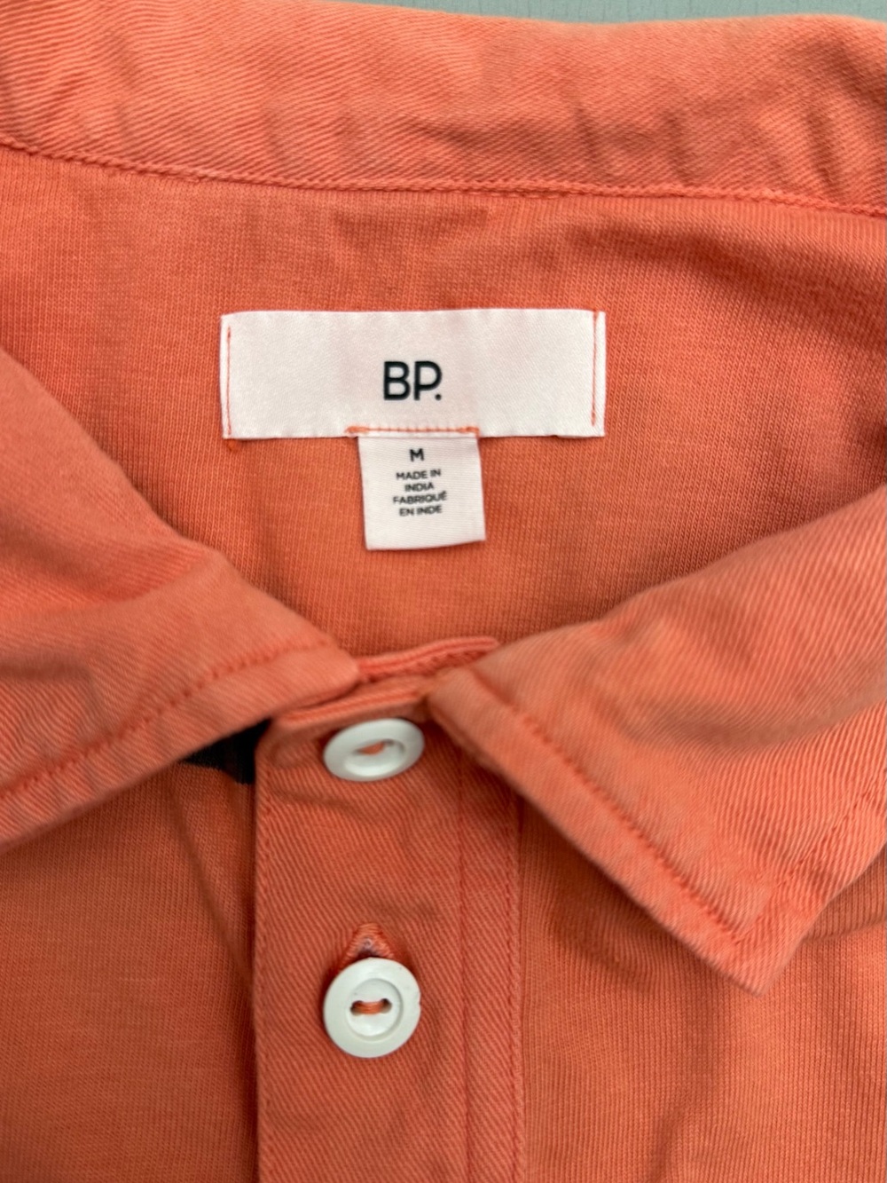 BP. Stripe Polo Shirt Men’s Medium Orange Brown 100% Cotton Short Sleeve - Picture 8 of 12